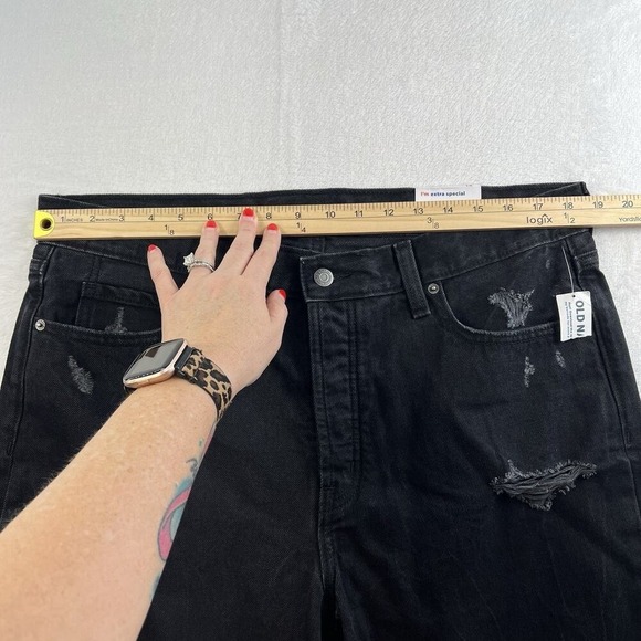 Old Navy Size 14 Jeans High Rise Slouchy Straight Cropped Distressed Women's - Picture 12 of 16